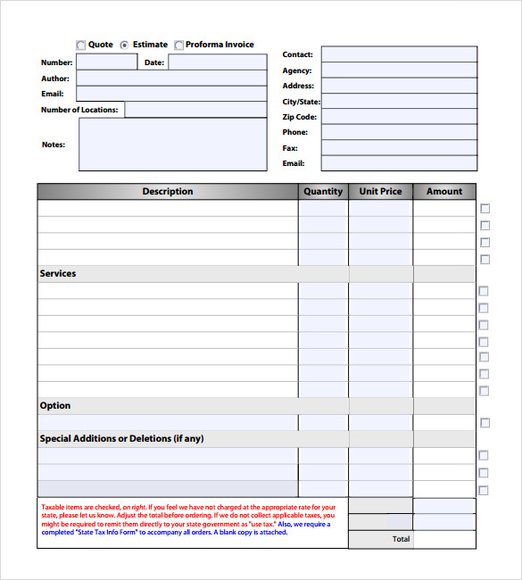 8 Estimate Invoice Templates To Download For Free Sample Templates 2750