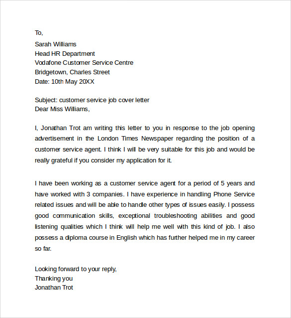 customer service job cover letter2