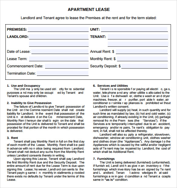 apartment rental agreement template