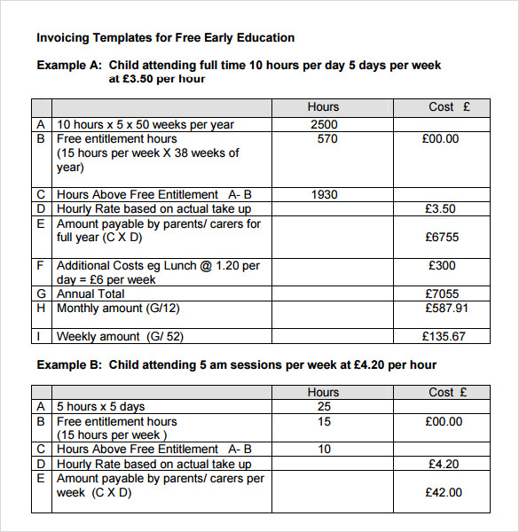 education invoice template free