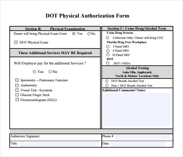 Dot Physical Form For Ups Drivers