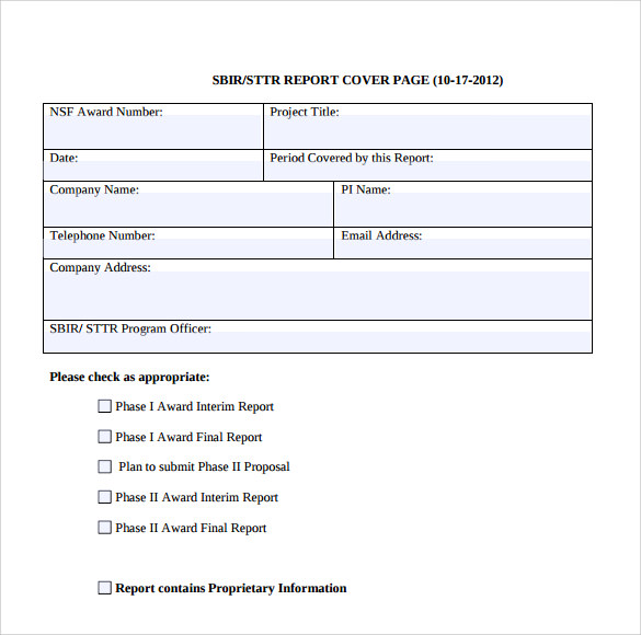 report title page template