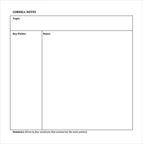 Downloadable Cornell Notes Template For Your Needs