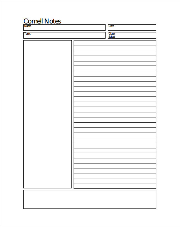 sample cornell note paper