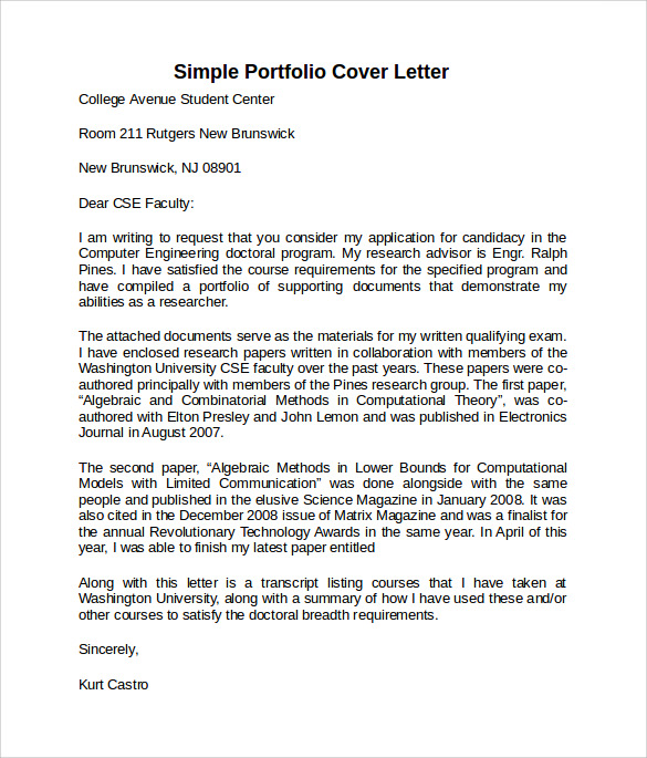 cover letter portfolio management example