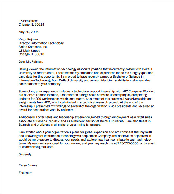 great information technology cover letter