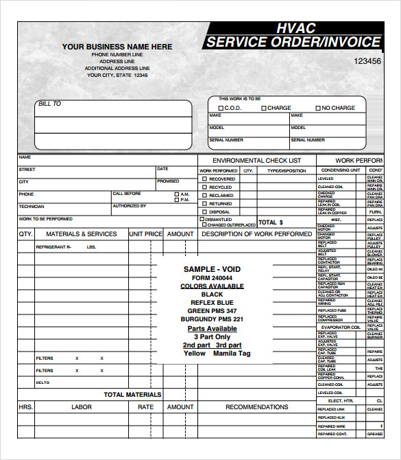 Free Hvac Invoice Template Download FREE PRINTABLE TEMPLATES