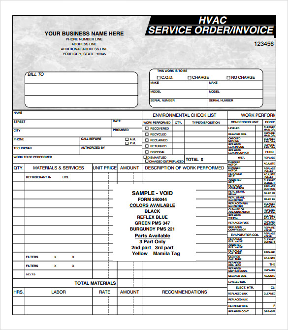 hvac invoice template pdf