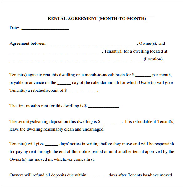 month month rental agreement