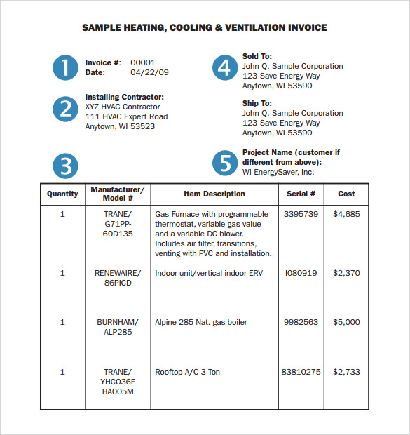 customizable hvac invoices