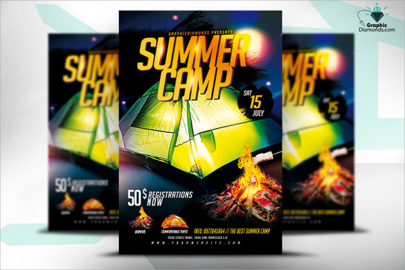 summer camp psd flyer