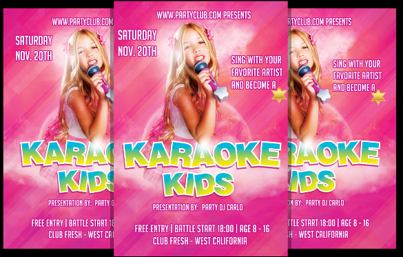 karaoke kids talent flyer