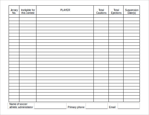 FREE 9 Soccer Team Roster Samples In PDF MS Word