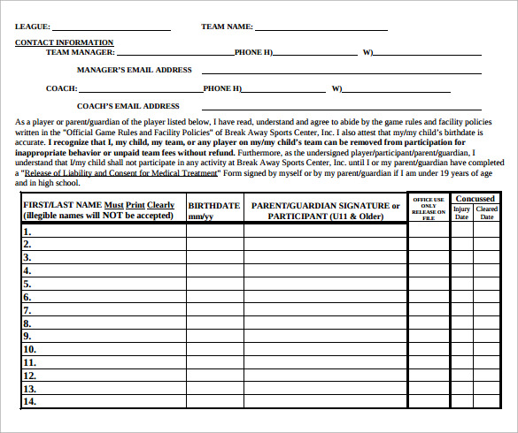 roster soccer team word pdf template sample templates samples ms