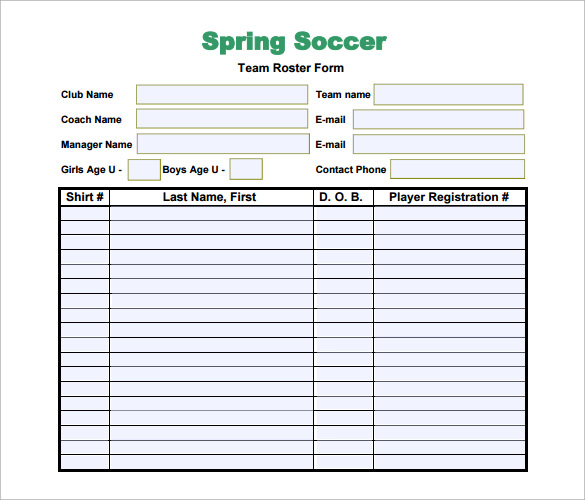 FREE 9+ Soccer Team Roster Samples in PDF MS Word