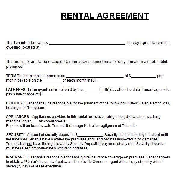 apartment rental agreement in ms word