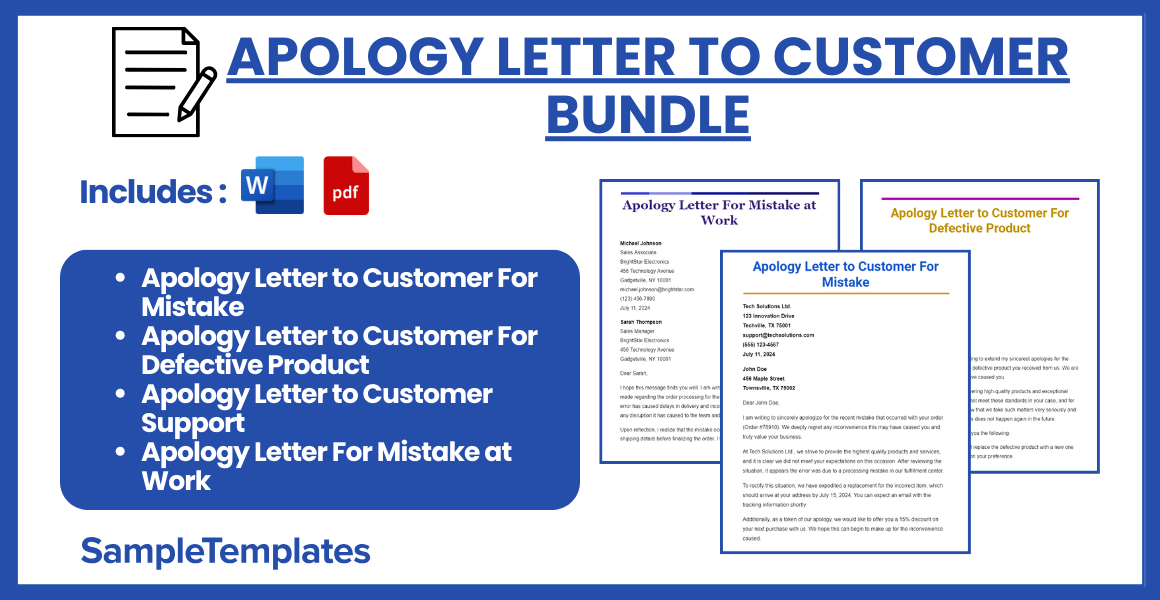 apology letter to customer bundle