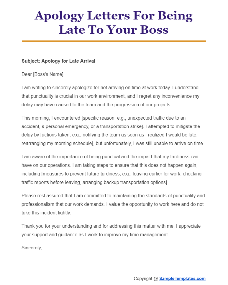 apology letters for being late to your boss