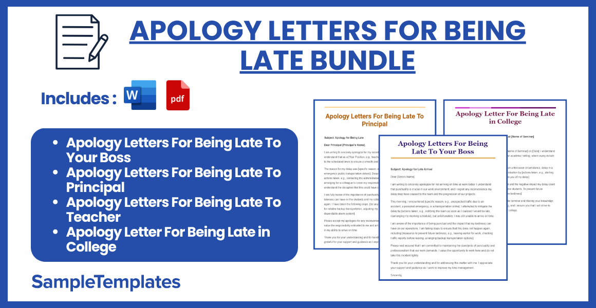 apology letters for being late bundle