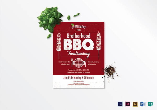 barbecue fundraising flyer template in psd