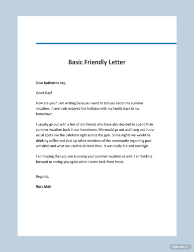 basic friendly letter template