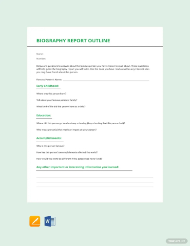 biography report outline template