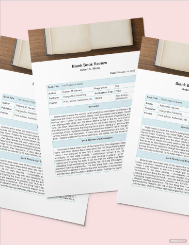 blank book review template