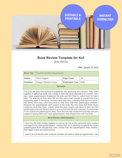 book review template for ks1