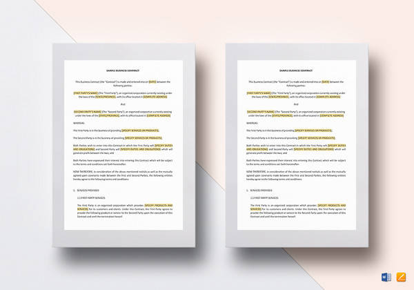 business contract template to edit