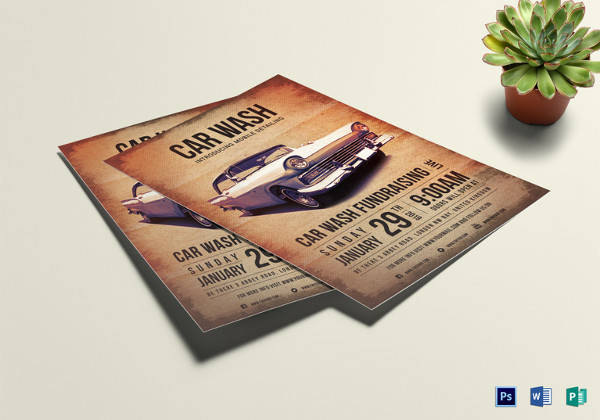 car wash fundraising flyer template in word