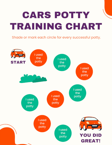 cars potty training chart