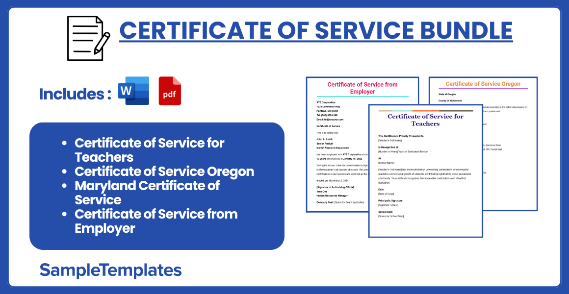 certificate of service bundle