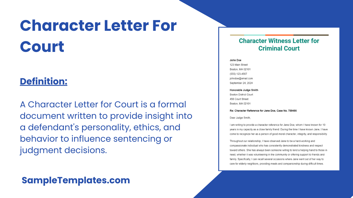 Character Letter For Court