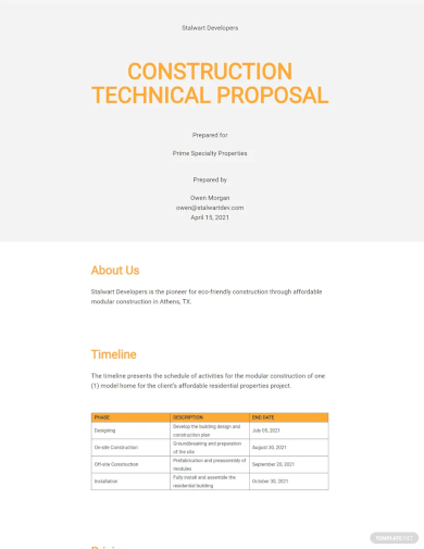 construction technical proposal template