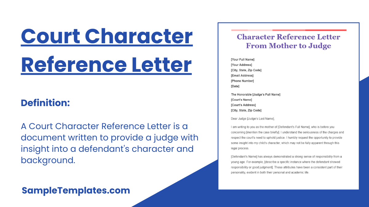 Court Character Reference Letter