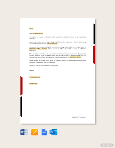 email cover letter for job application template
