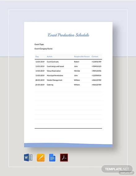 event production schedule template