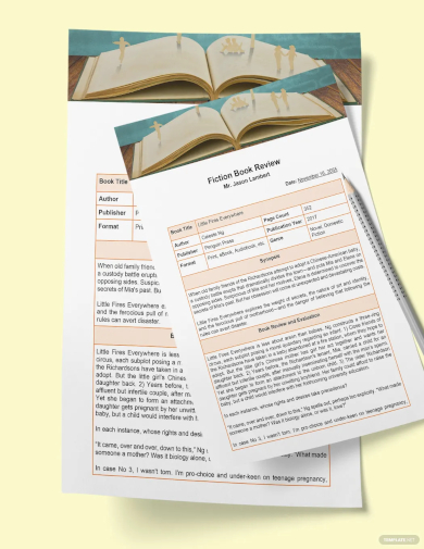 fiction book review template