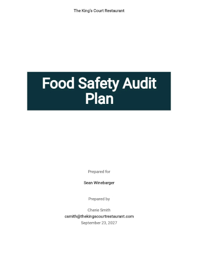 food safety audit plan template