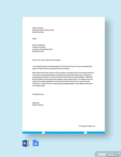 free apology letter for being late in submission template