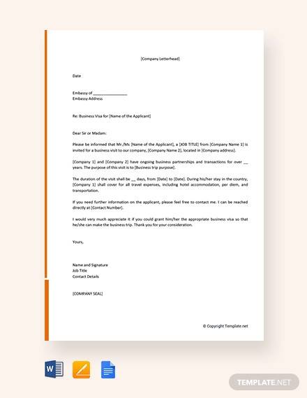 free business invitation letter for visa