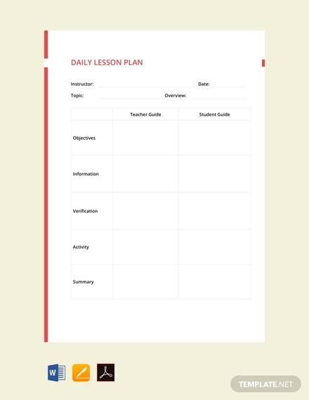 FREE 8 Sample Daily Lesson Plan Templates In PDF MS Word