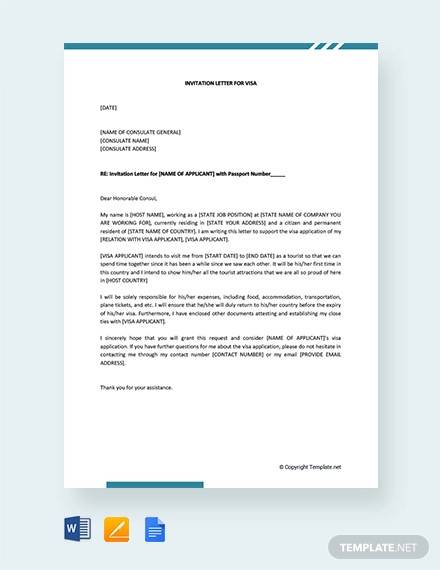 Invitation Letter Sample For Schengen Visa | PDF Template