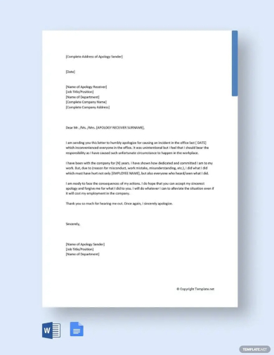 free work apology letter template