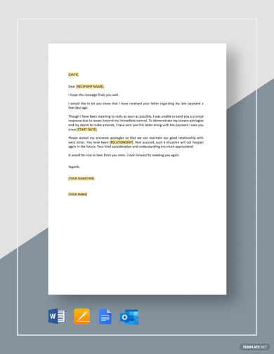friendly apology letter for late payment template