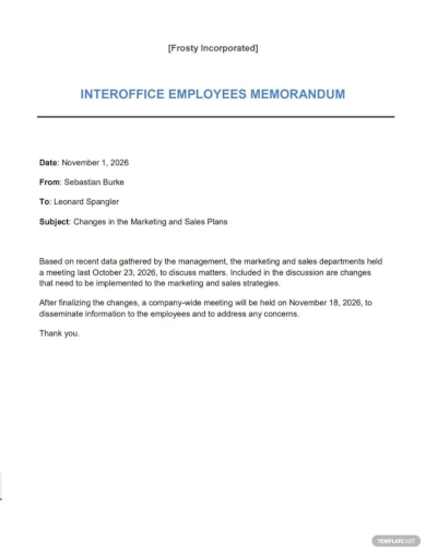 interoffice memo to employees template