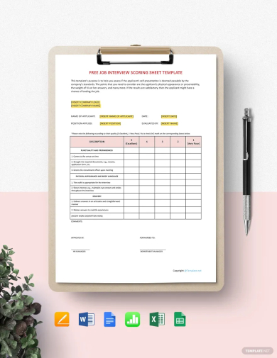 job interview scoring sheet template