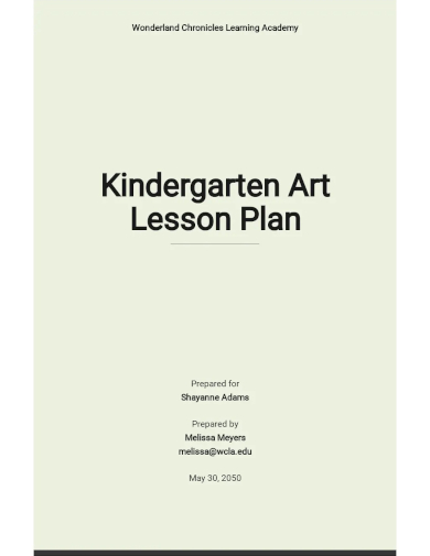 kindergarten art lesson plan template