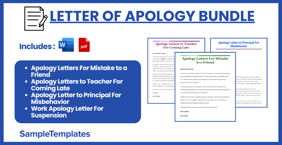 letter of apology bundle