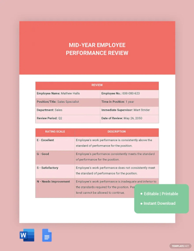 mid year employee performance review template